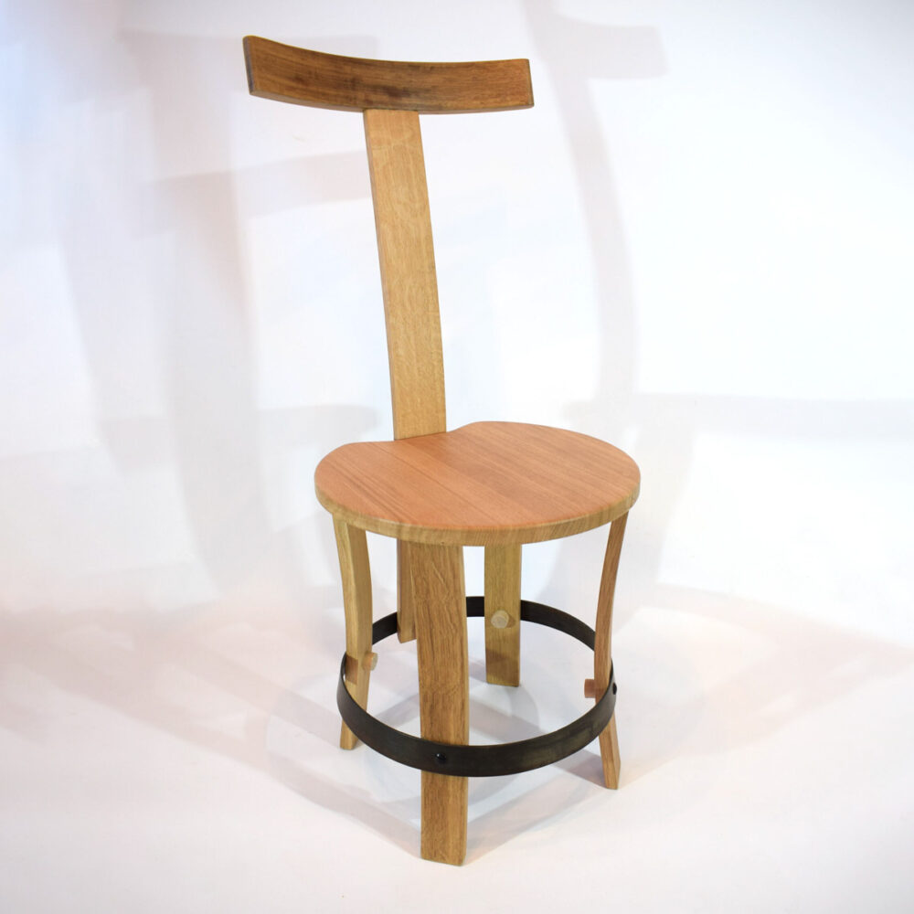 chaise de table chêne recyclé cercle acier bruni